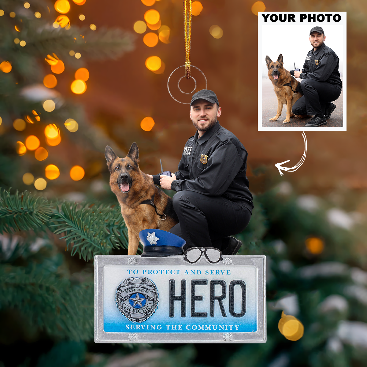 Personalized Photo Mica Ornament Christmas Birthday Gift For Family Members Police Offic 2