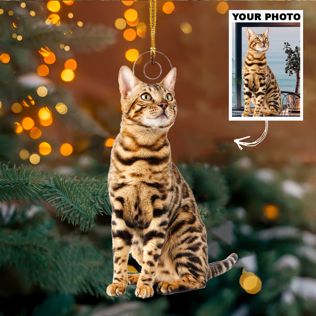 Personalized Photo Mica Ornament Christmas Birthday Gift For Pet Mom Pet Dad Cat Mom Cat