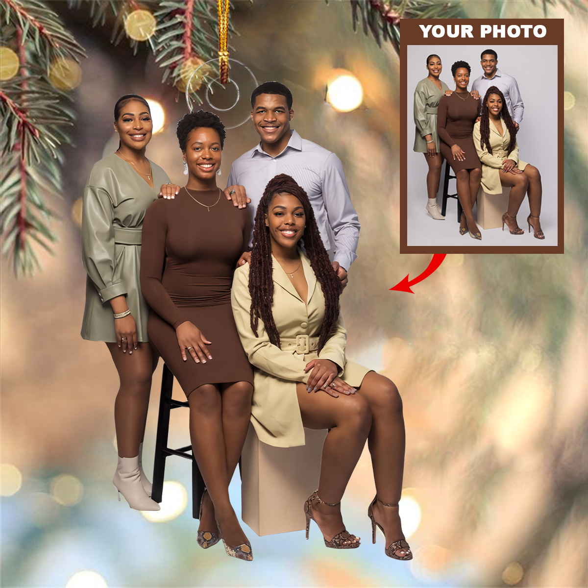 Personalized Photo Mica Ornament Christmas Gift For Family Member Friends Customized