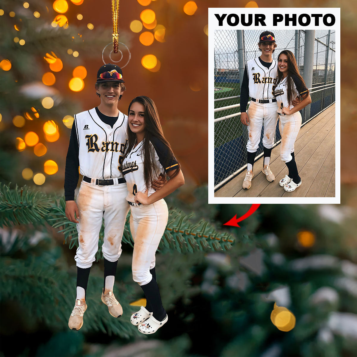 Personalized Photo Mica Ornament Customize Baseball Couple Photo