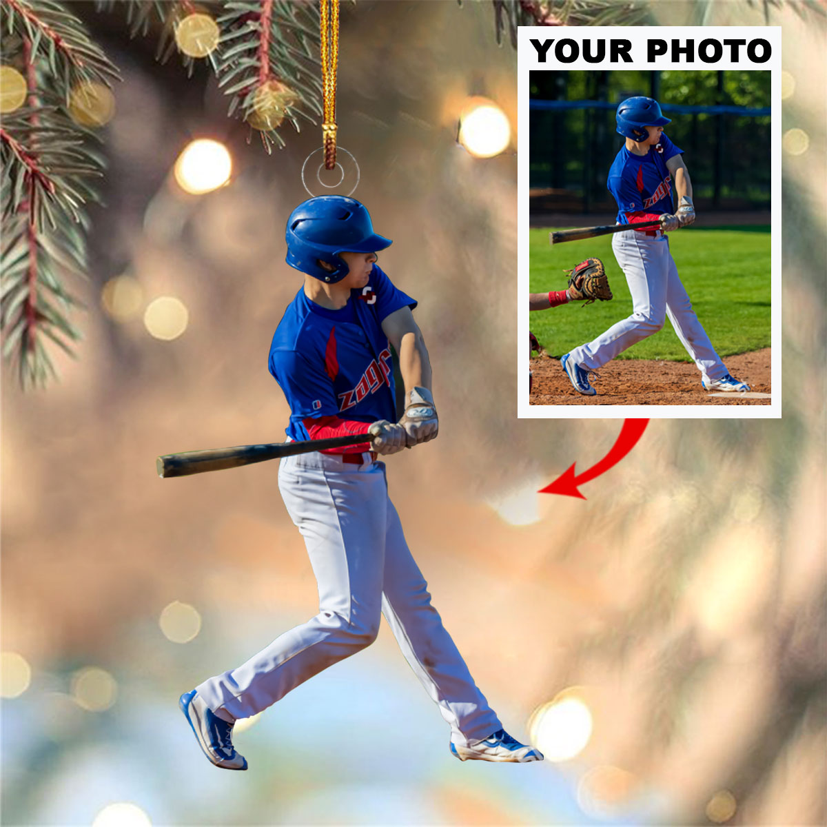 Personalized Photo Mica Ornament Customize Baseball Lover Photo