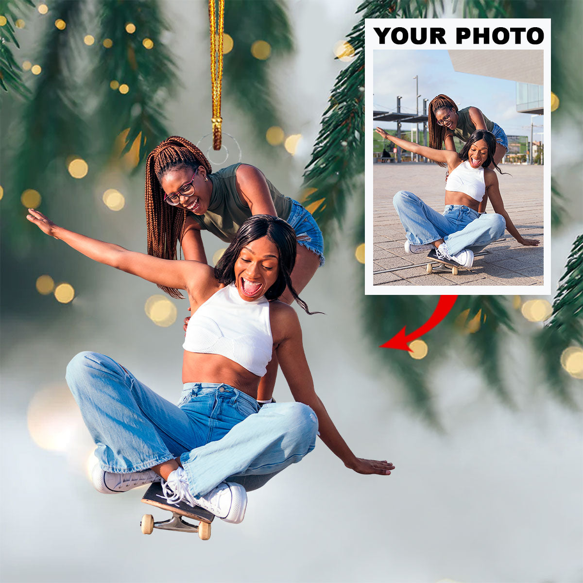 Personalized Photo Mica Ornament Customize Besties Photo V2