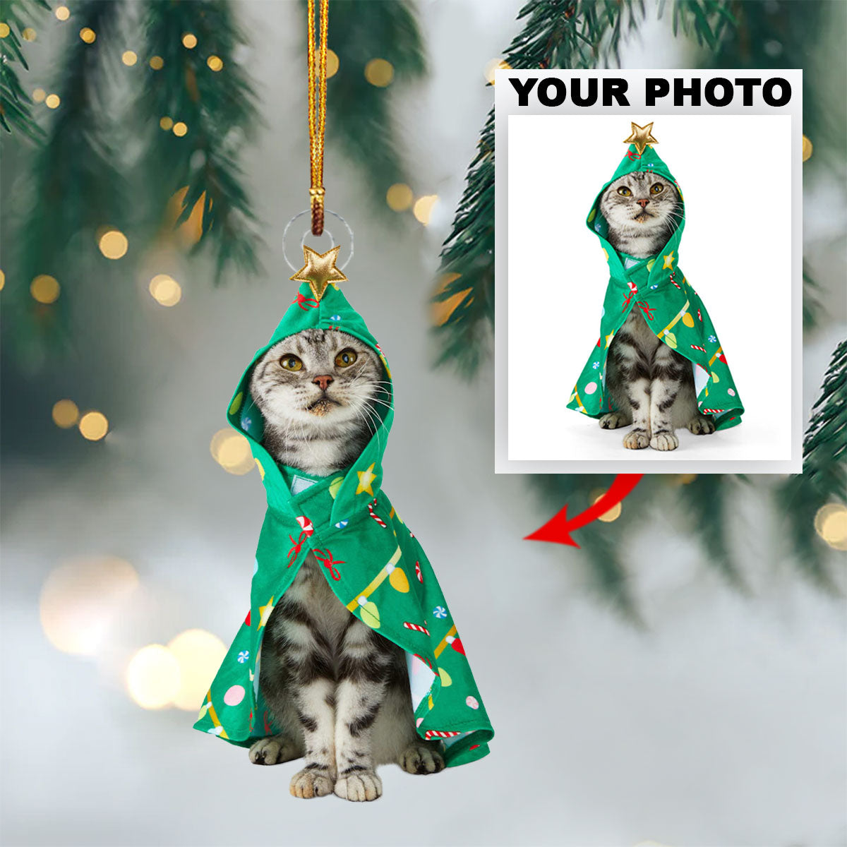 Personalized Photo Mica Ornament Customize Cat Photo