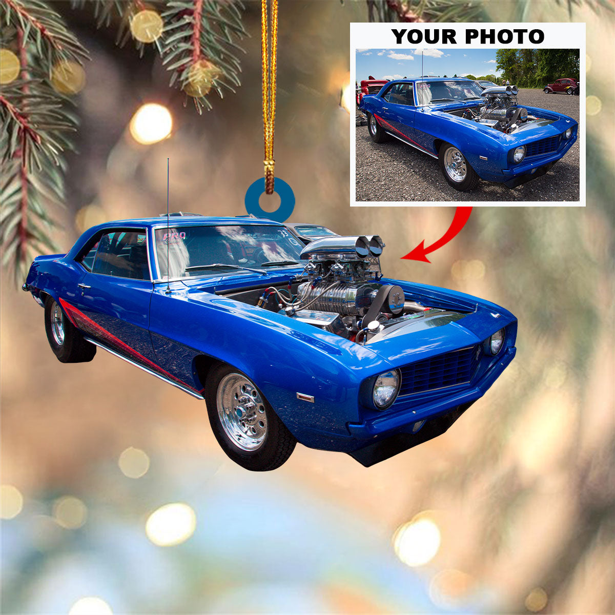 Personalized Photo Mica Ornament Customize Drag Racing Car Photo