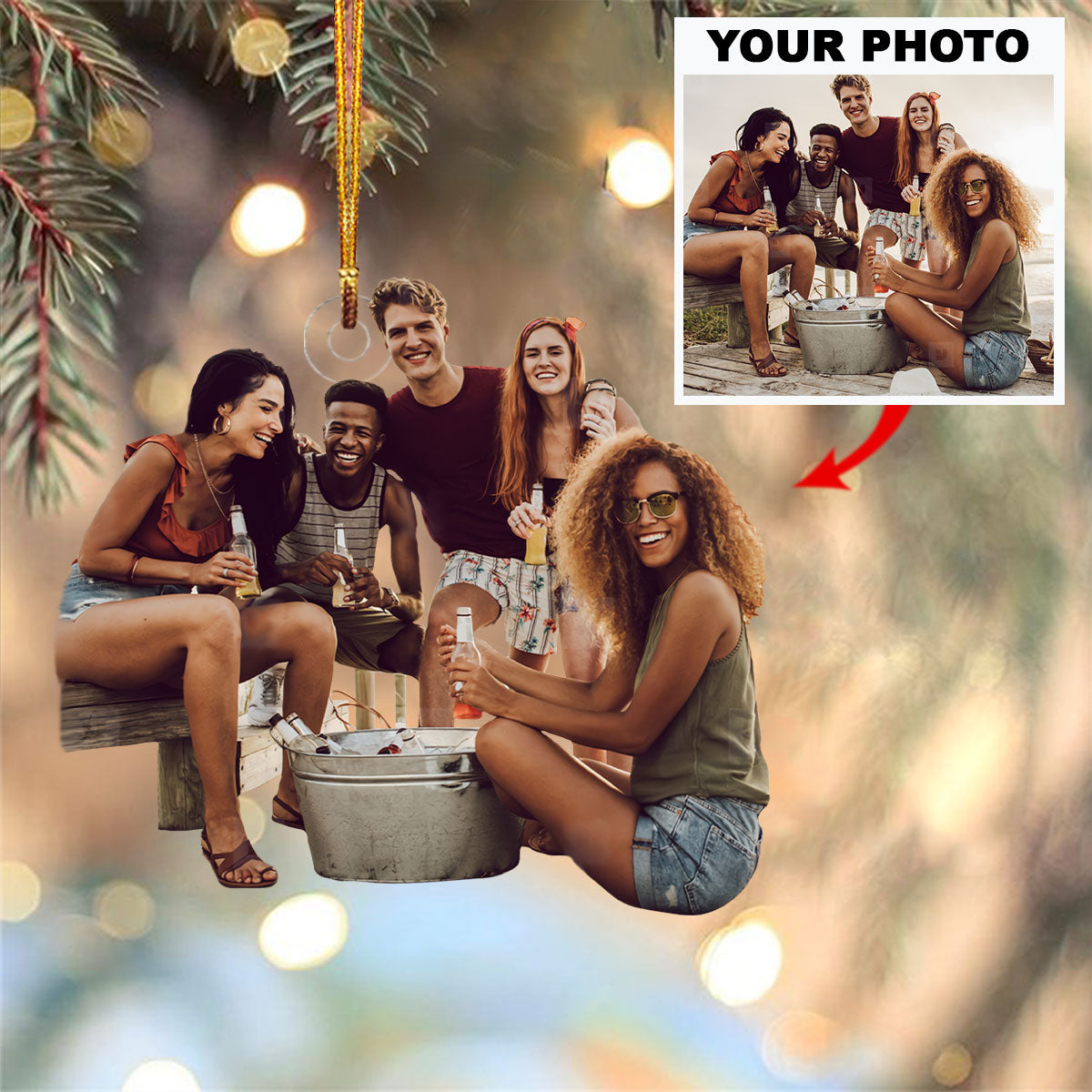 Personalized Photo Mica Ornament Customize Drinking Friends Photo