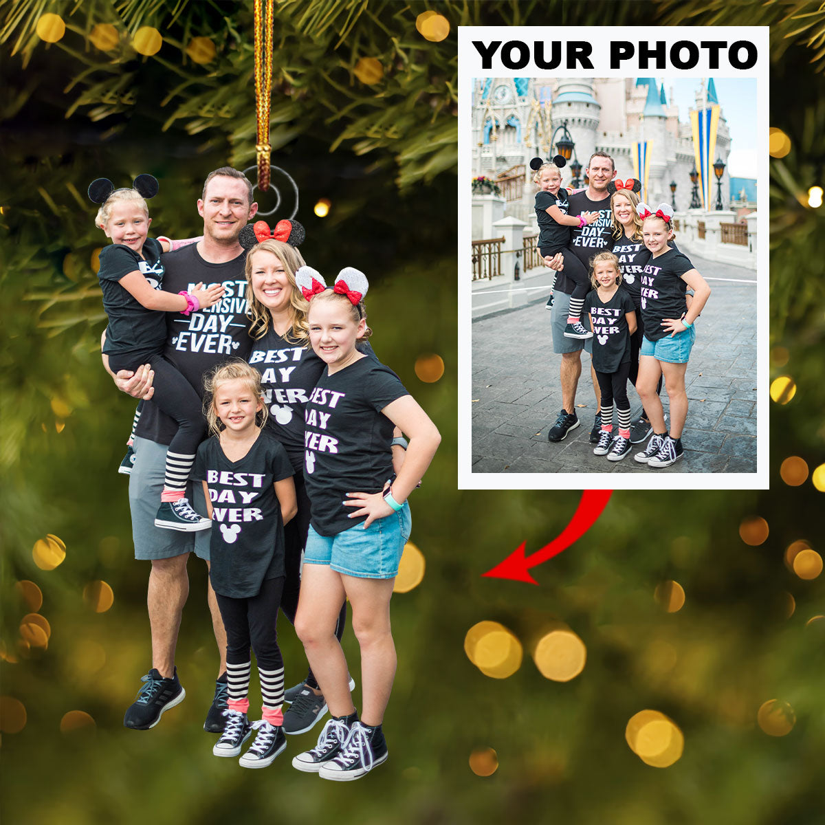 Personalized Photo Mica Ornament Customize Family Vacation Photo