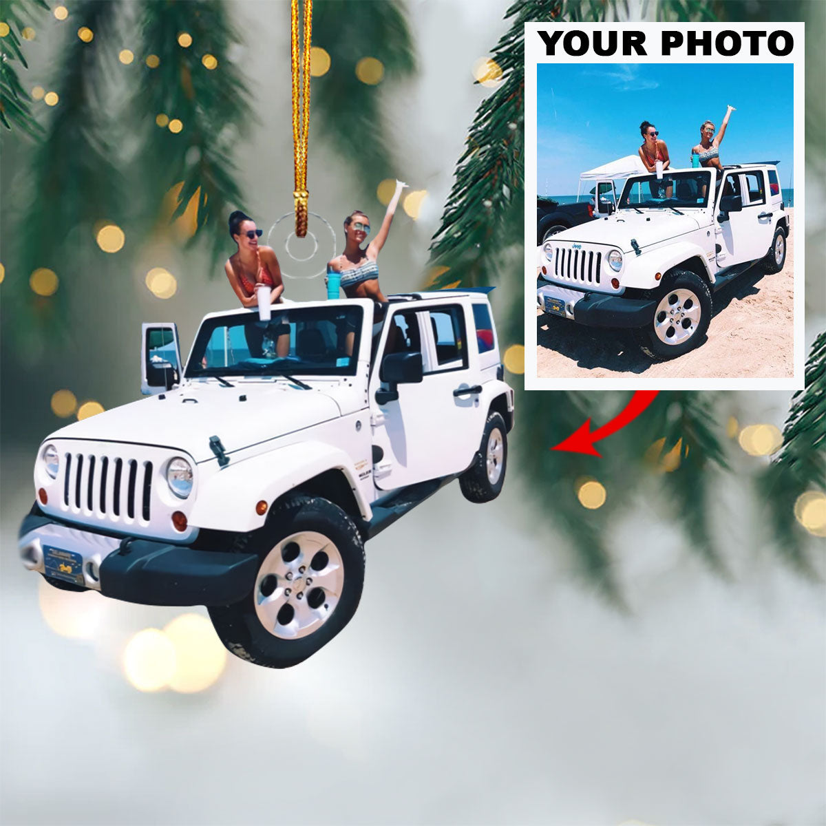 Personalized Photo Mica Ornament Customize Jeep Photo