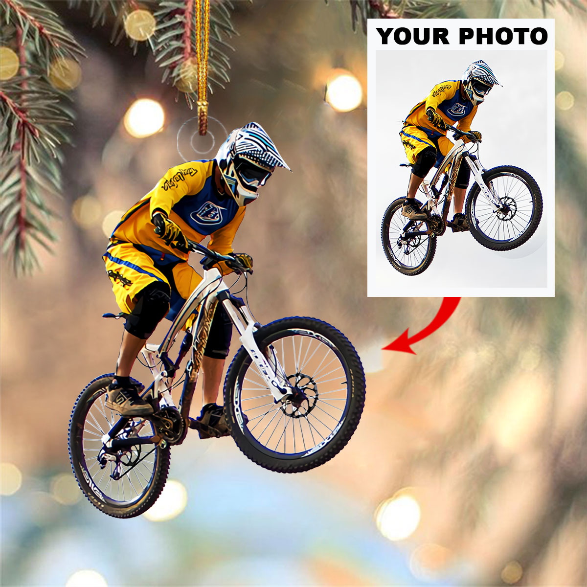 Personalized Photo Mica Ornament Customize Mountain Biking Photo