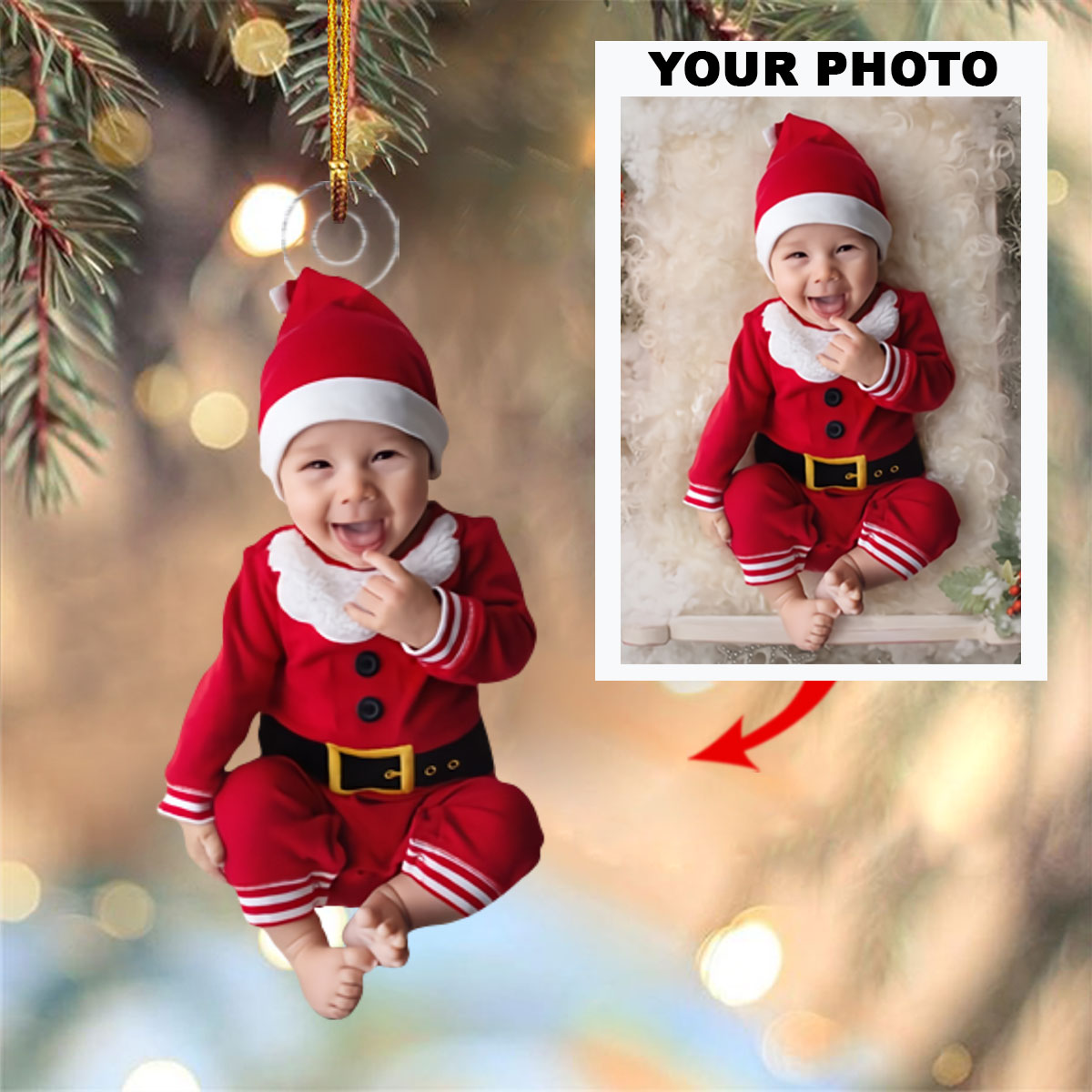 Personalized Photo Mica Ornament Customized Your Photo Ornament V8 Christmas 2025