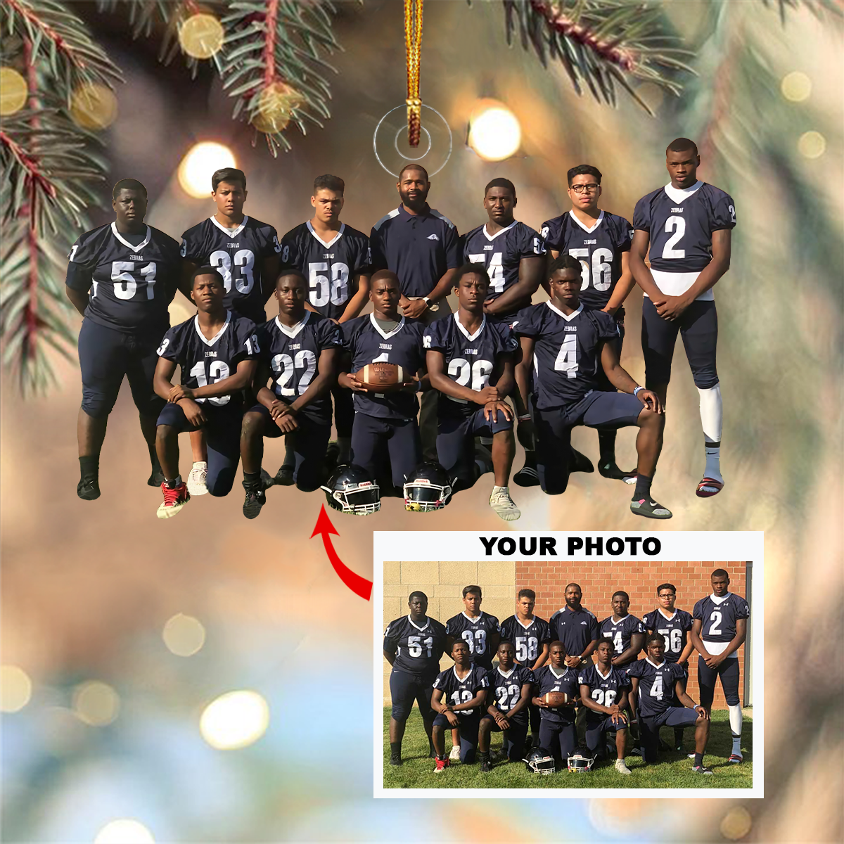 Personalized Photo Mica Ornament Customized Your Photo Ornament V8 Merry Christmas