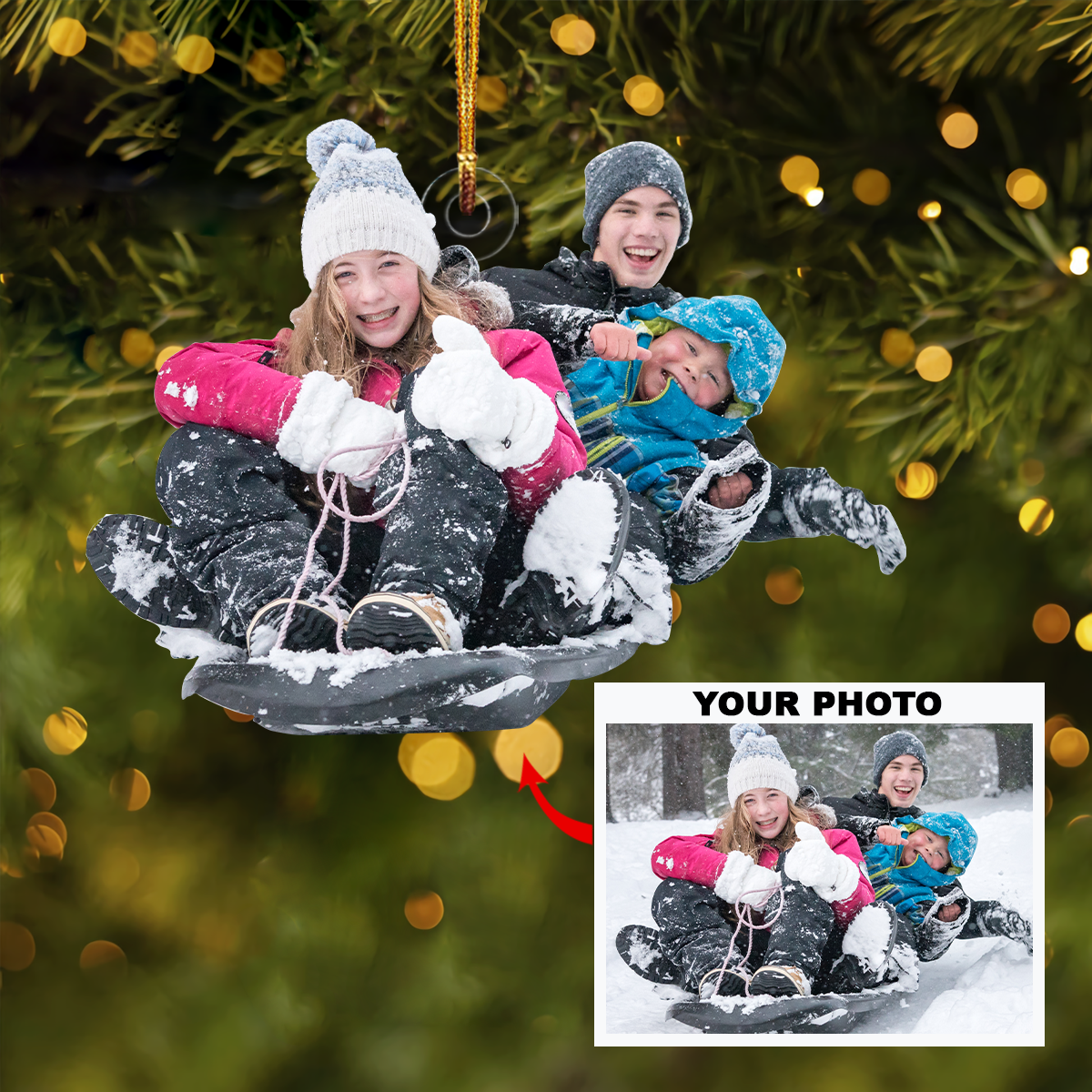 Personalized Photo Mica Ornament Customized Your Photo Ornament V9 Merry Christmas