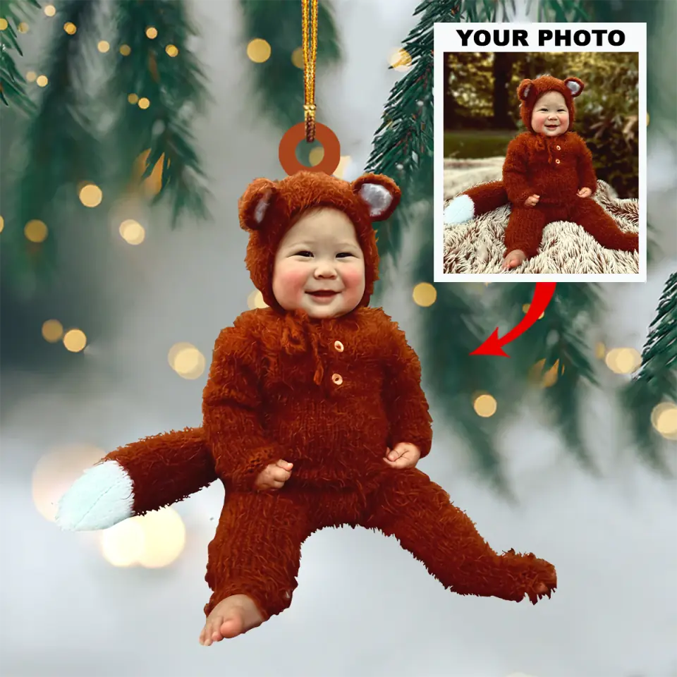 Personalized Photo Mica Ornament Gift For Baby Baby First Christmas