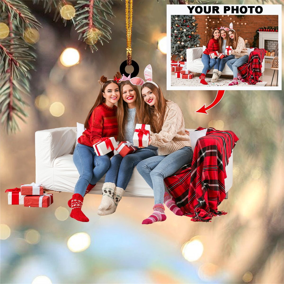 Personalized Photo Mica Ornament Gift For Besties Customized Your Photo Ornament