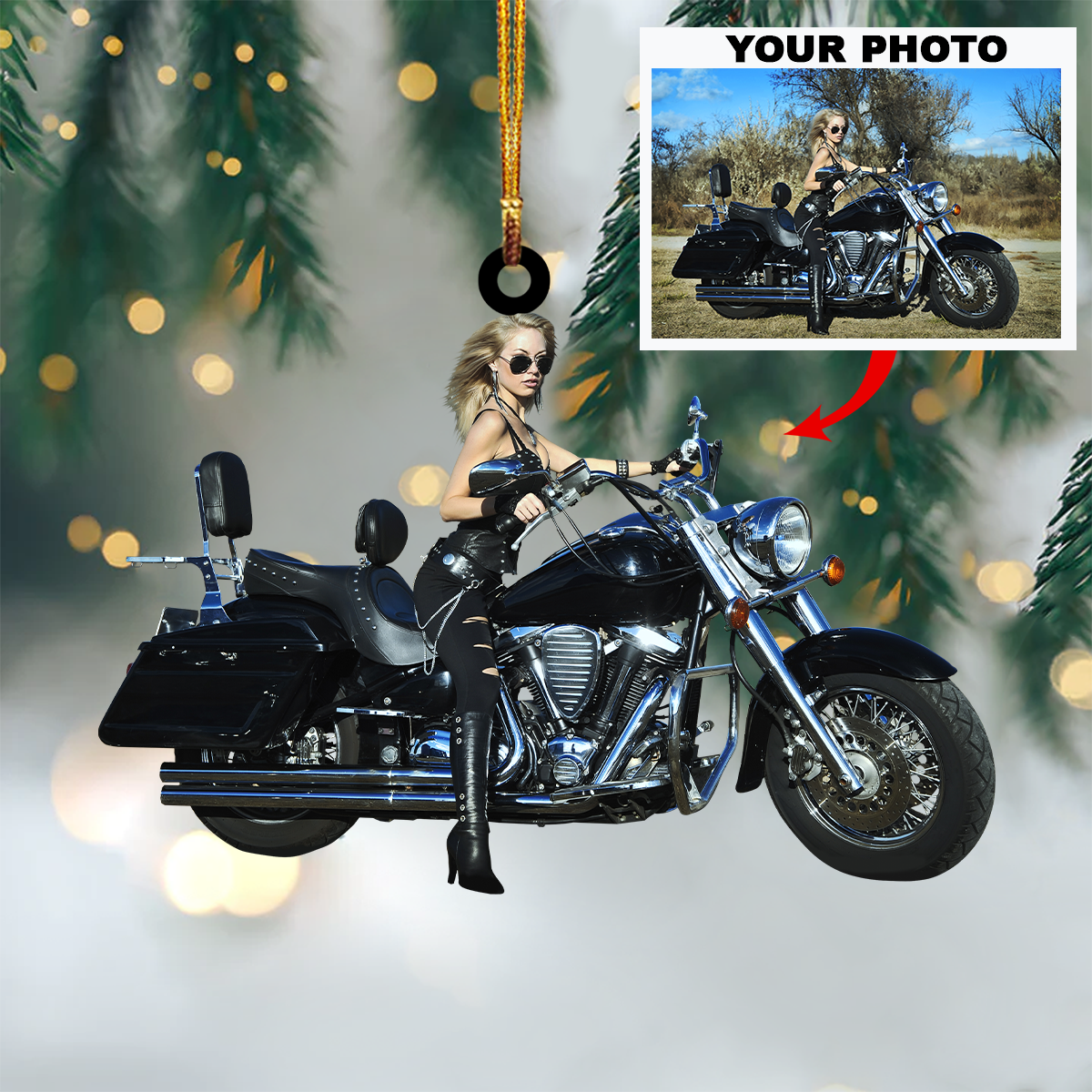 Personalized Photo Mica Ornament Gift For Biker Customized Your Photo Ornament Arn