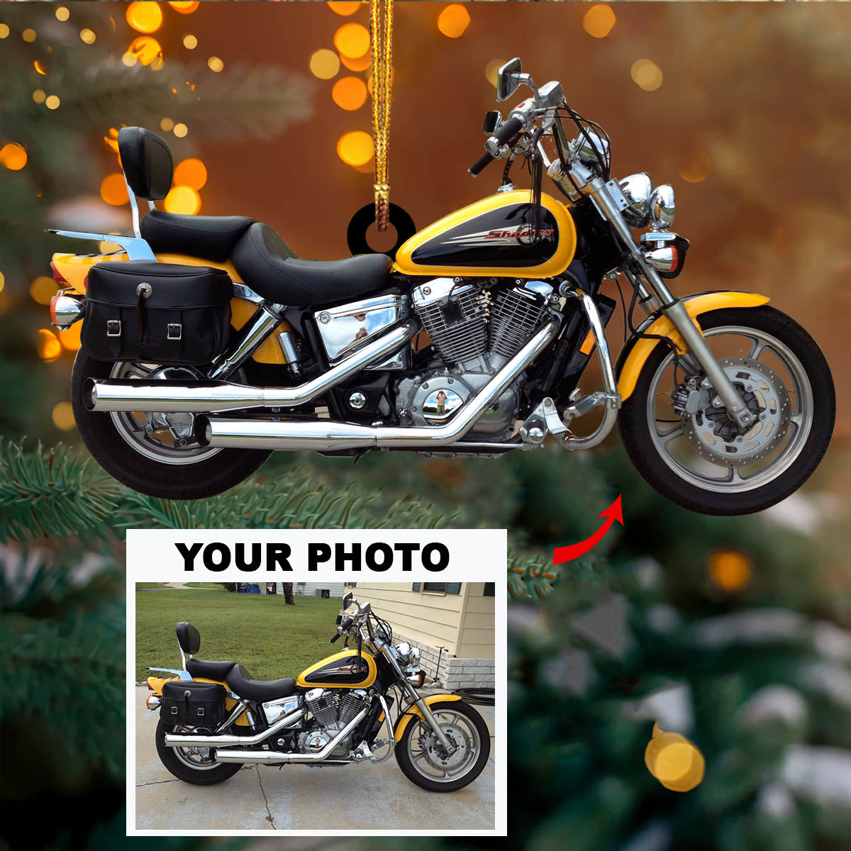 Personalized Photo Mica Ornament Gift For Bikers Custom Motorcycle Photo