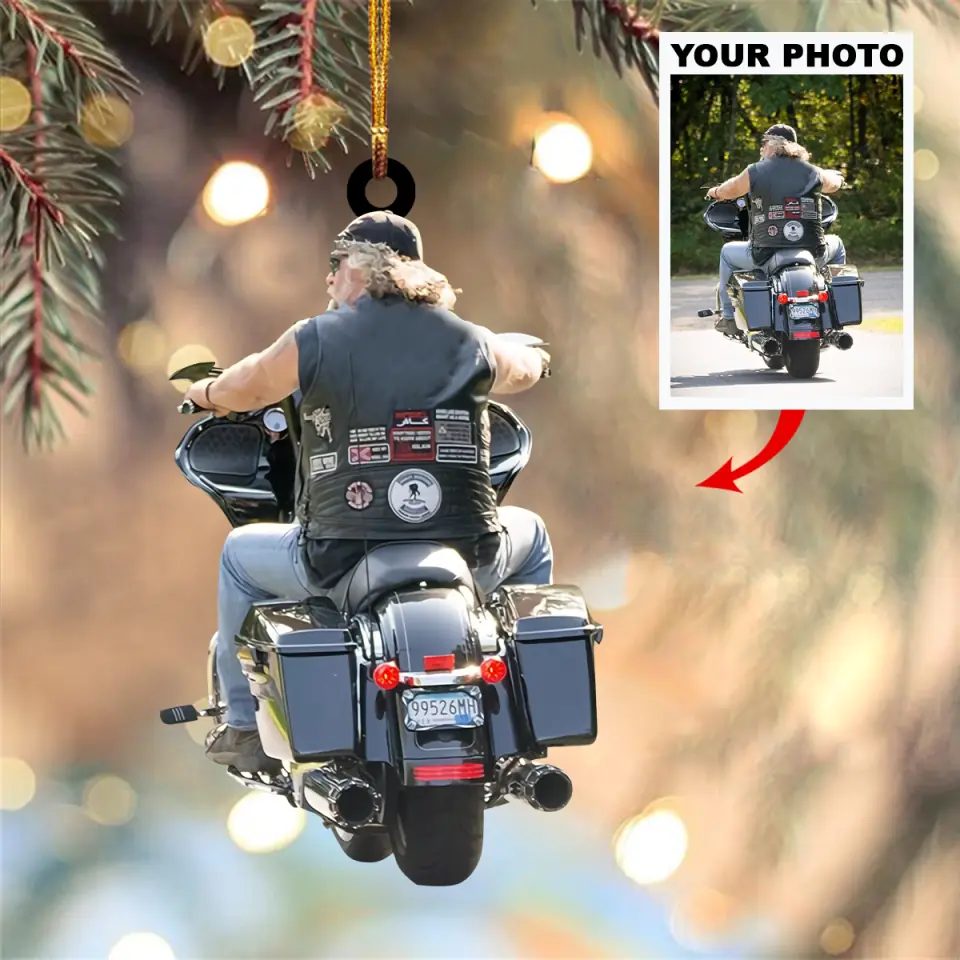 Personalized Photo Mica Ornament Gift For Biking Lover Motorcyclist