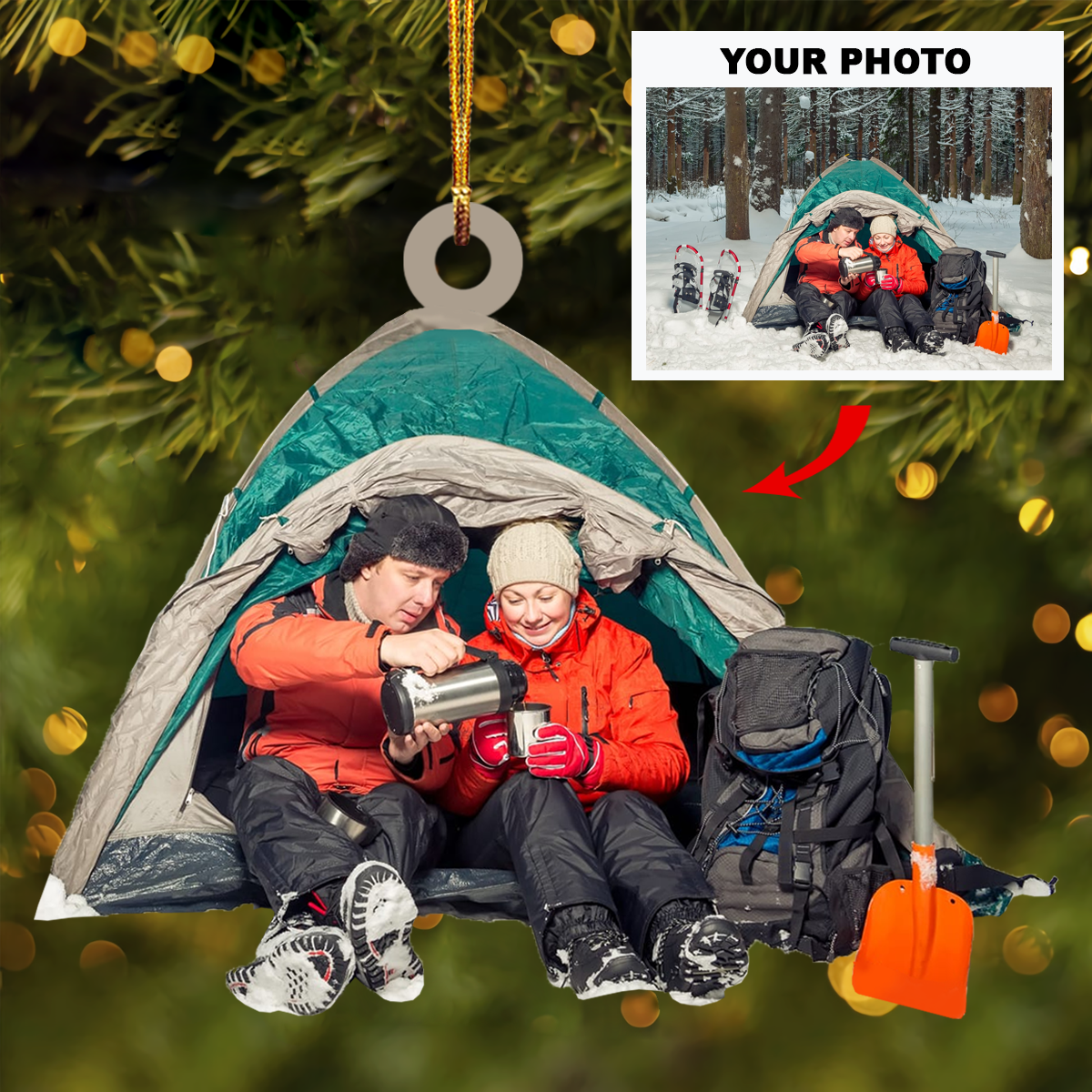 Personalized Photo Mica Ornament Gift For Camping Lover Camping Partner For Life