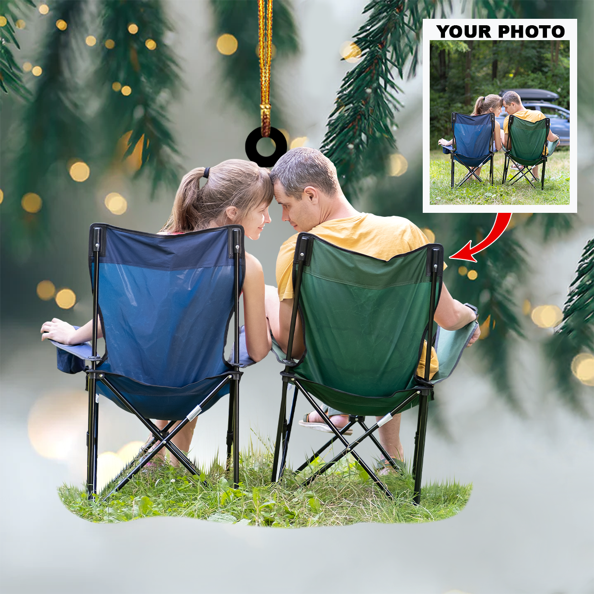 Personalized Photo Mica Ornament Gift For Camping Lover Customized Your Photo Ornament
