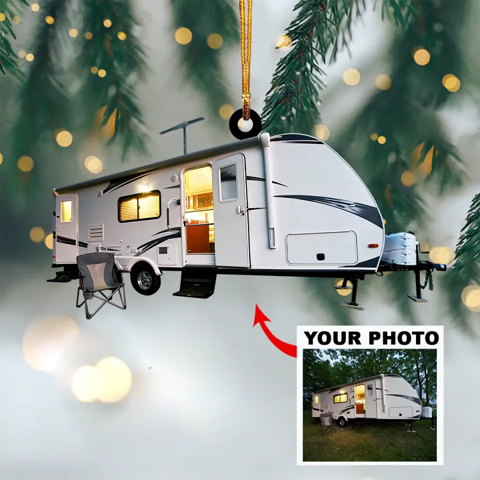 Personalized Photo Mica Ornament Gift For Camping Lover Happy Camper Christmas 2025