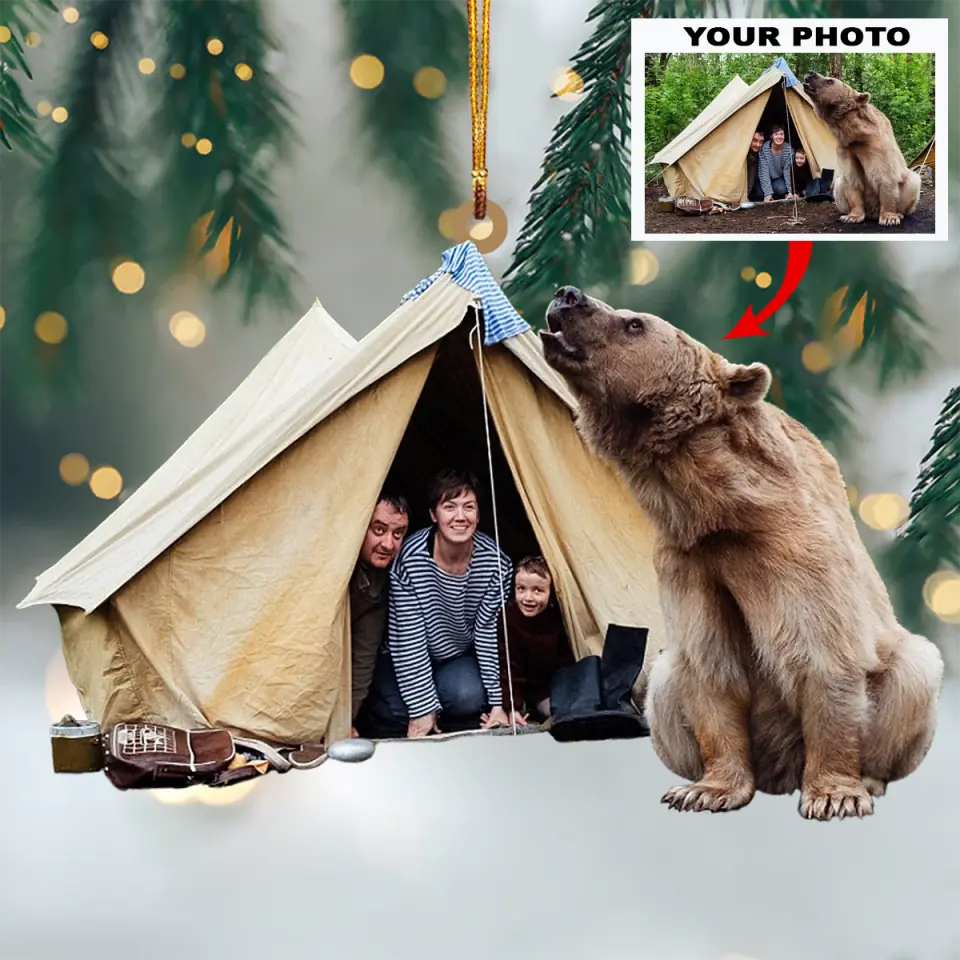 Personalized Photo Mica Ornament Gift For Camping Lover Welcome To Our Campsite