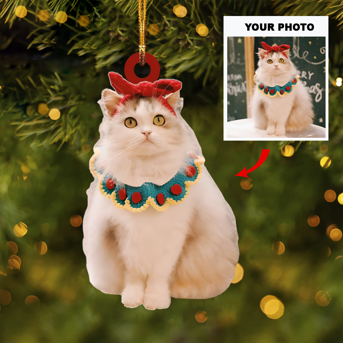 Personalized Photo Mica Ornament Gift For Cat Lover Cats Christmas Photo
