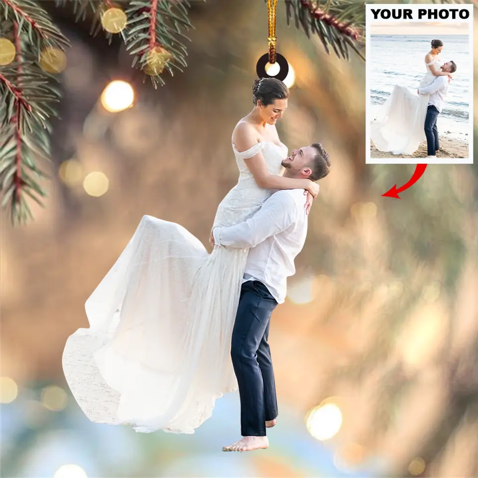 Personalized Photo Mica Ornament Gift For Couple From Our First Kiss Till Our Last Bre