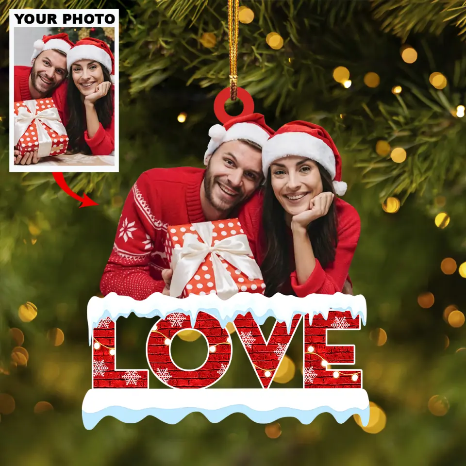 Personalized Photo Mica Ornament Gift For Couple Merry Christmas My Love Agchd