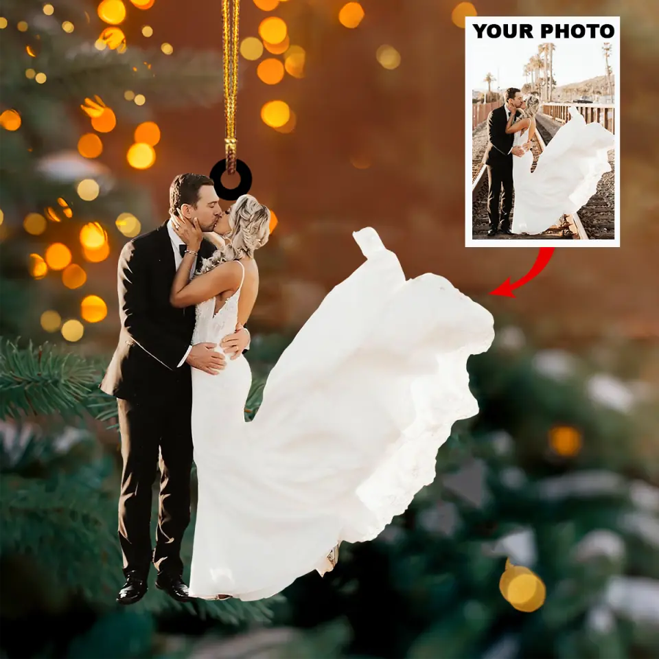 Personalized Photo Mica Ornament Gift For Couple Wedding Couple