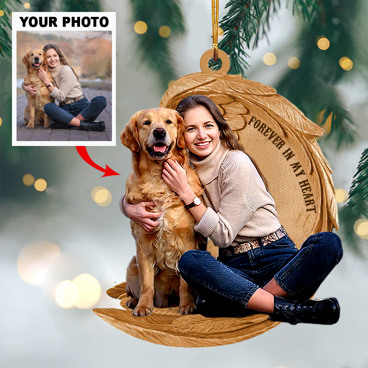 Personalized Photo Mica Ornament Gift For Dog Lover Forever In My Heart