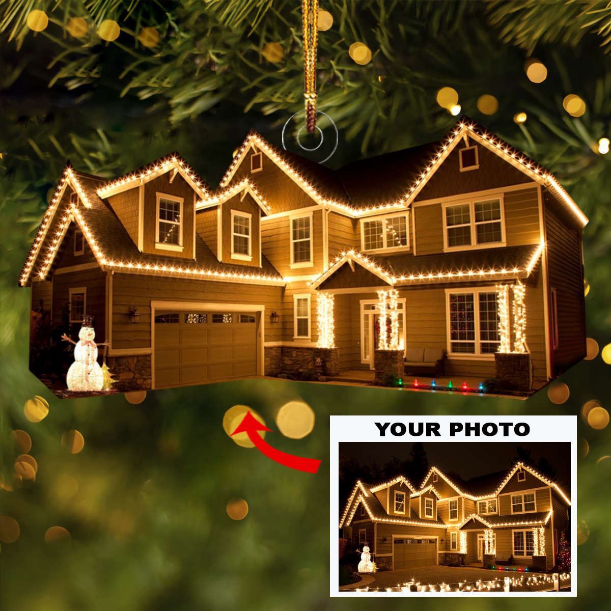 Personalized Photo Mica Ornament Gift For Family Customized Your Christmas House Photo