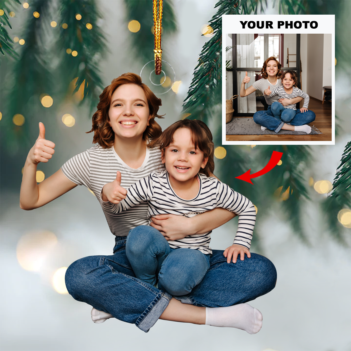 Personalized Photo Mica Ornament Gift For Family Mother And Daughter Forever Linked To