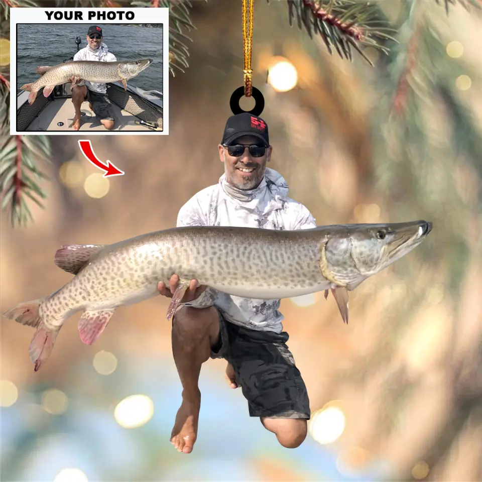 Personalized Photo Mica Ornament Gift For Fishing Lover Love Fishing