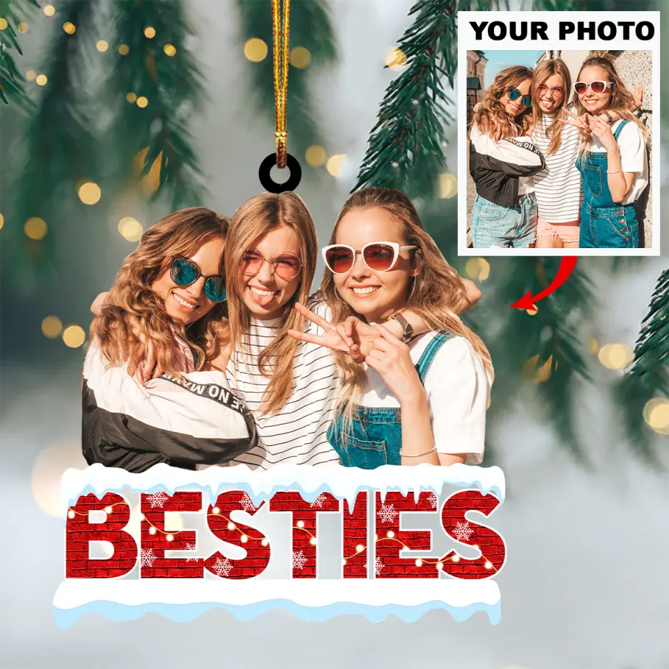 Personalized Photo Mica Ornament Gift For Friend Besties Forever