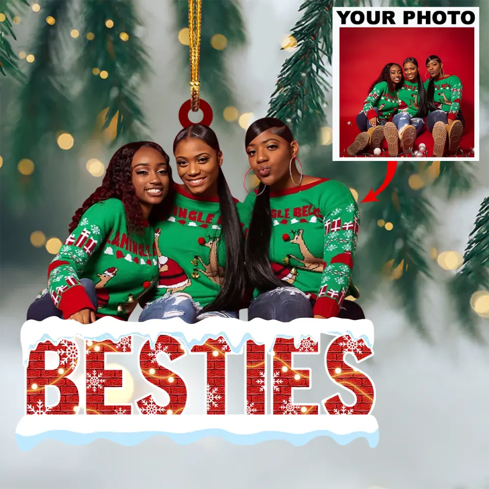 Personalized Photo Mica Ornament Gift For Friend Besties Forever Christmas 2025