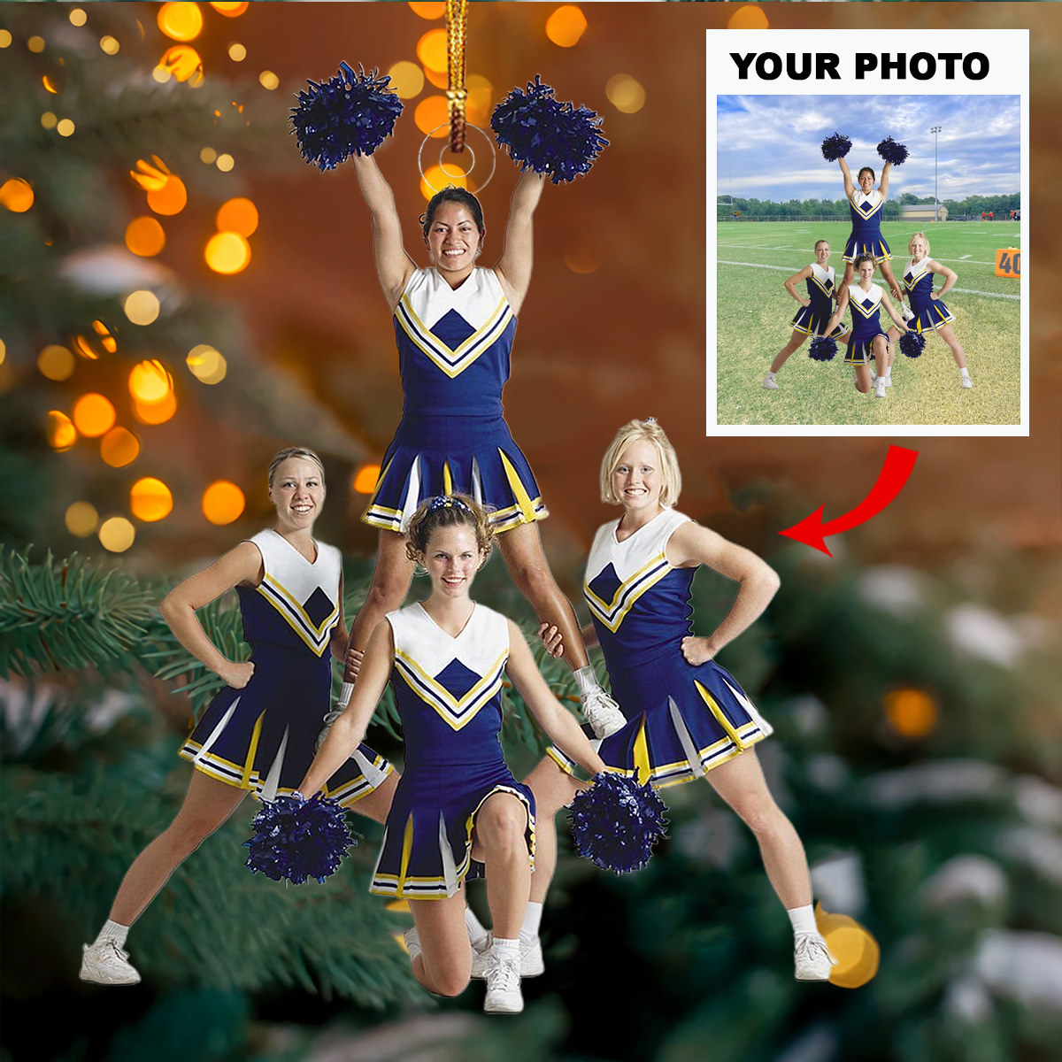 Personalized Photo Mica Ornament Gift For Friend Customized Photo Cheerleading Friends