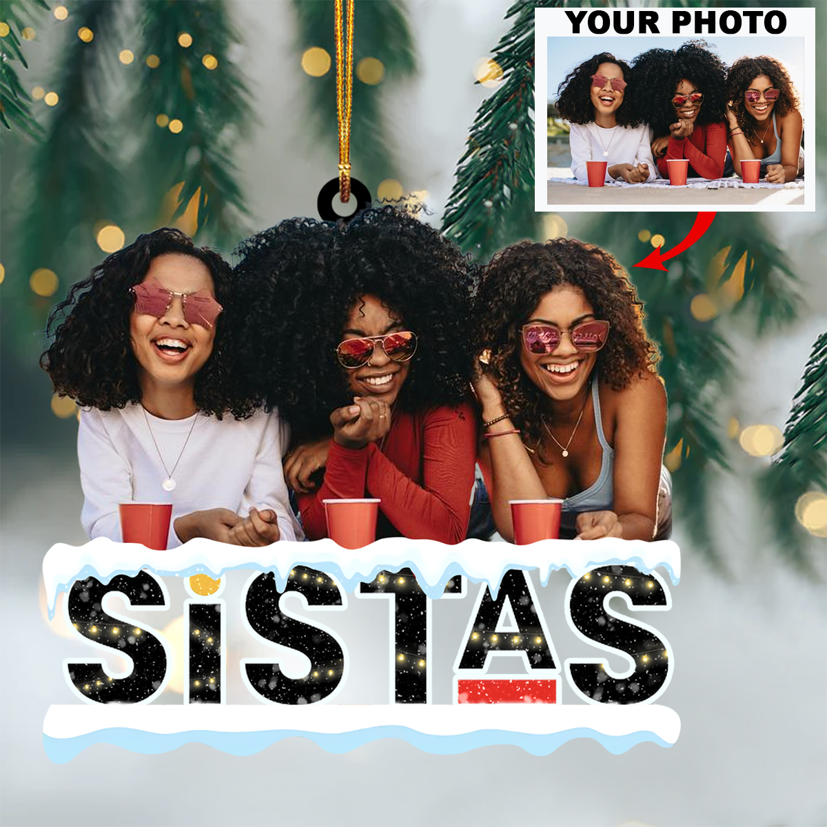 Personalized Photo Mica Ornament Gift For Friend Sistas