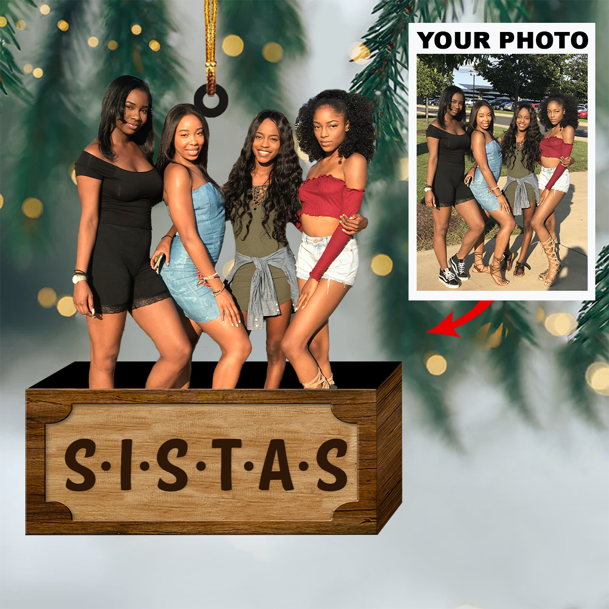 Personalized Photo Mica Ornament Gift For Friend Sistas Christmas 2025