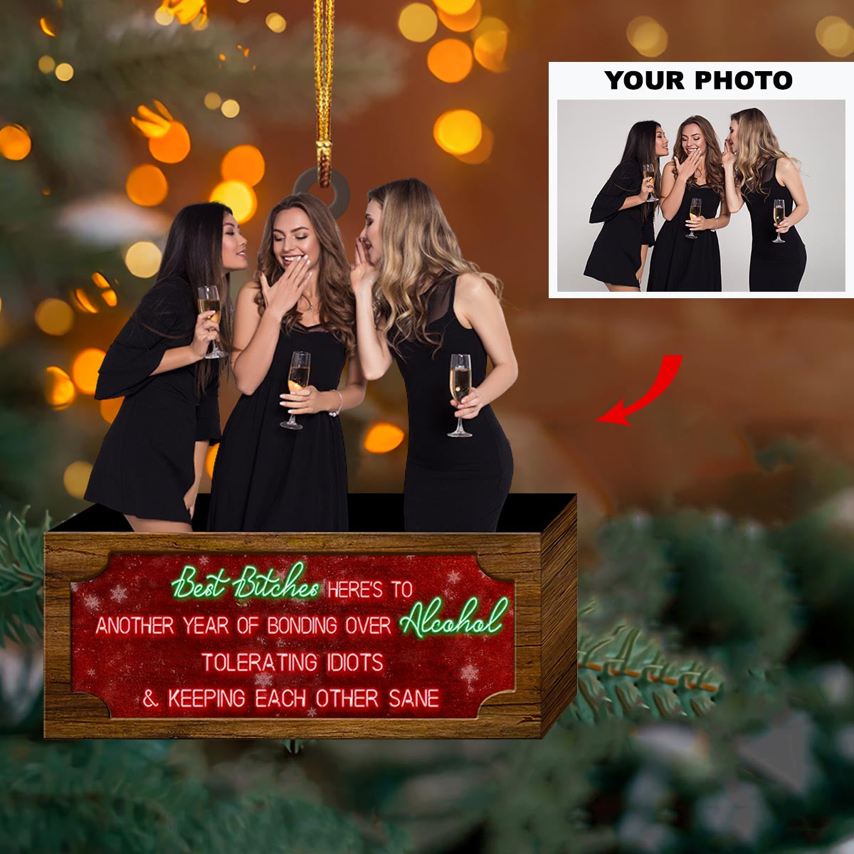 Personalized Photo Mica Ornament Gift For Friends Besties Celerating