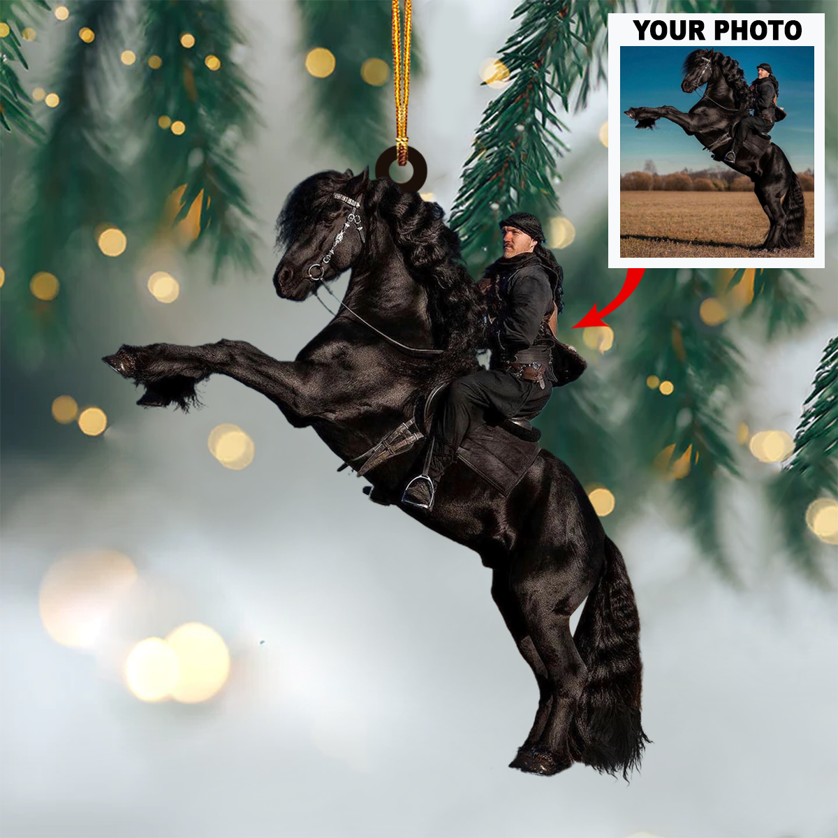 Personalized Photo Mica Ornament Gift For Horse Lover Riding Horse