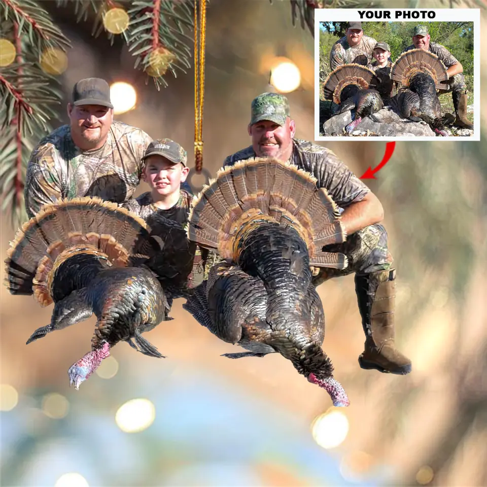 Personalized Photo Mica Ornament Gift For Hunter Wildlife Hunting Turkey Hunting