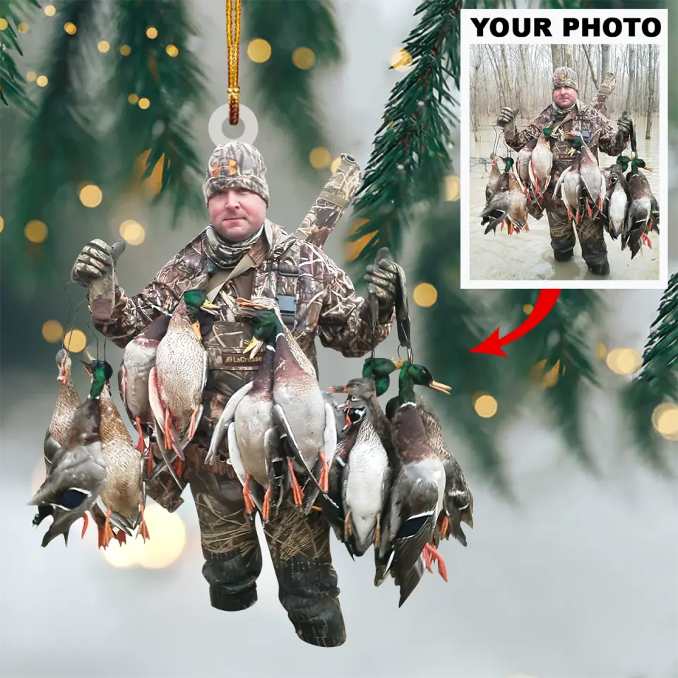 Personalized Photo Mica Ornament Gift For Hunting Lover Custom Hunting Duck Photo Arnd