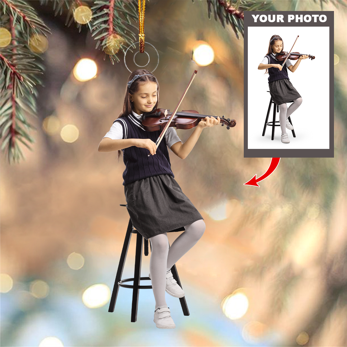 Personalized Photo Mica Ornament Gift For Music Lover Customized Your Photo Ornament
