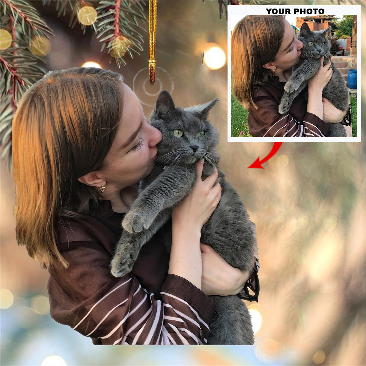 Personalized Photo Mica Ornament Gift For Pet Lover Customized Your Photo Ornament