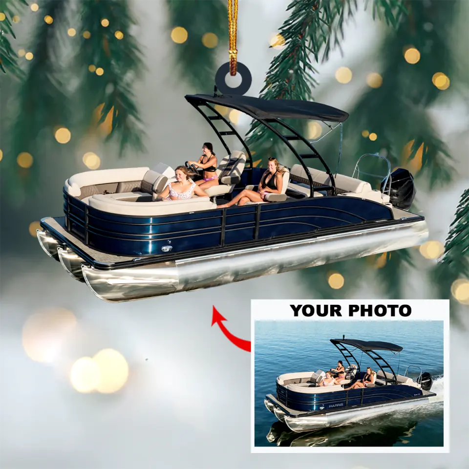 Personalized Photo Mica Ornament Gift For Pontoon Lover Pontoon Friends