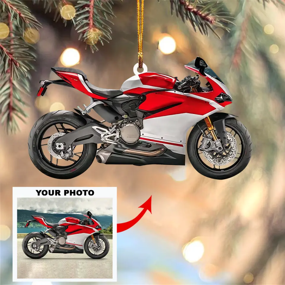 Personalized Photo Mica Ornament Gift For Riding Lover Custom Photo Motorcycle