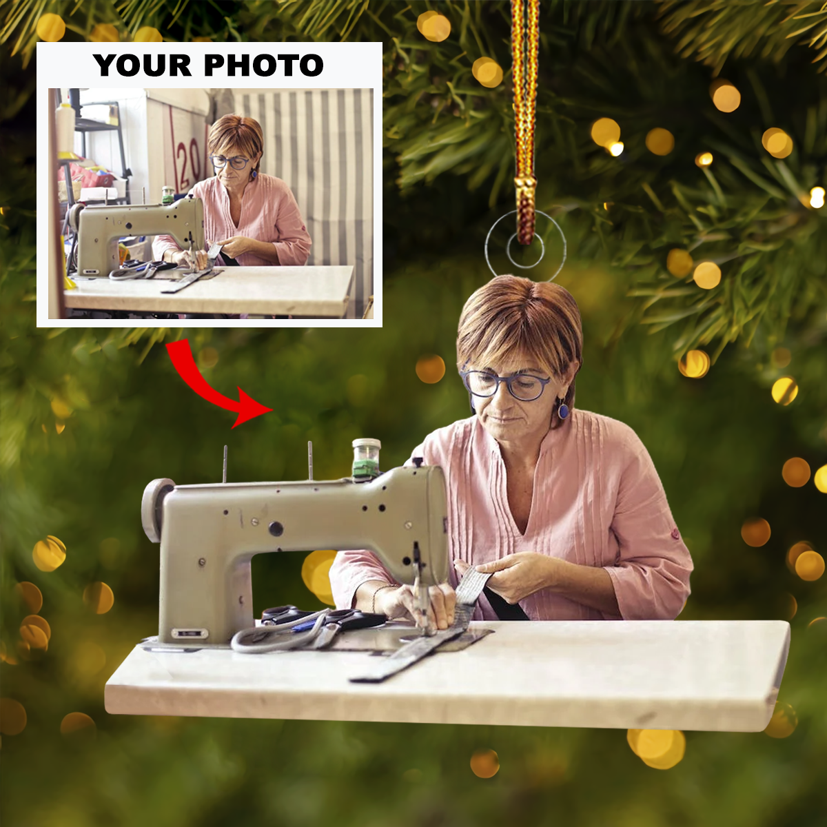 Personalized Photo Mica Ornament Gift For Sewing Lover I Love Sewing Photo