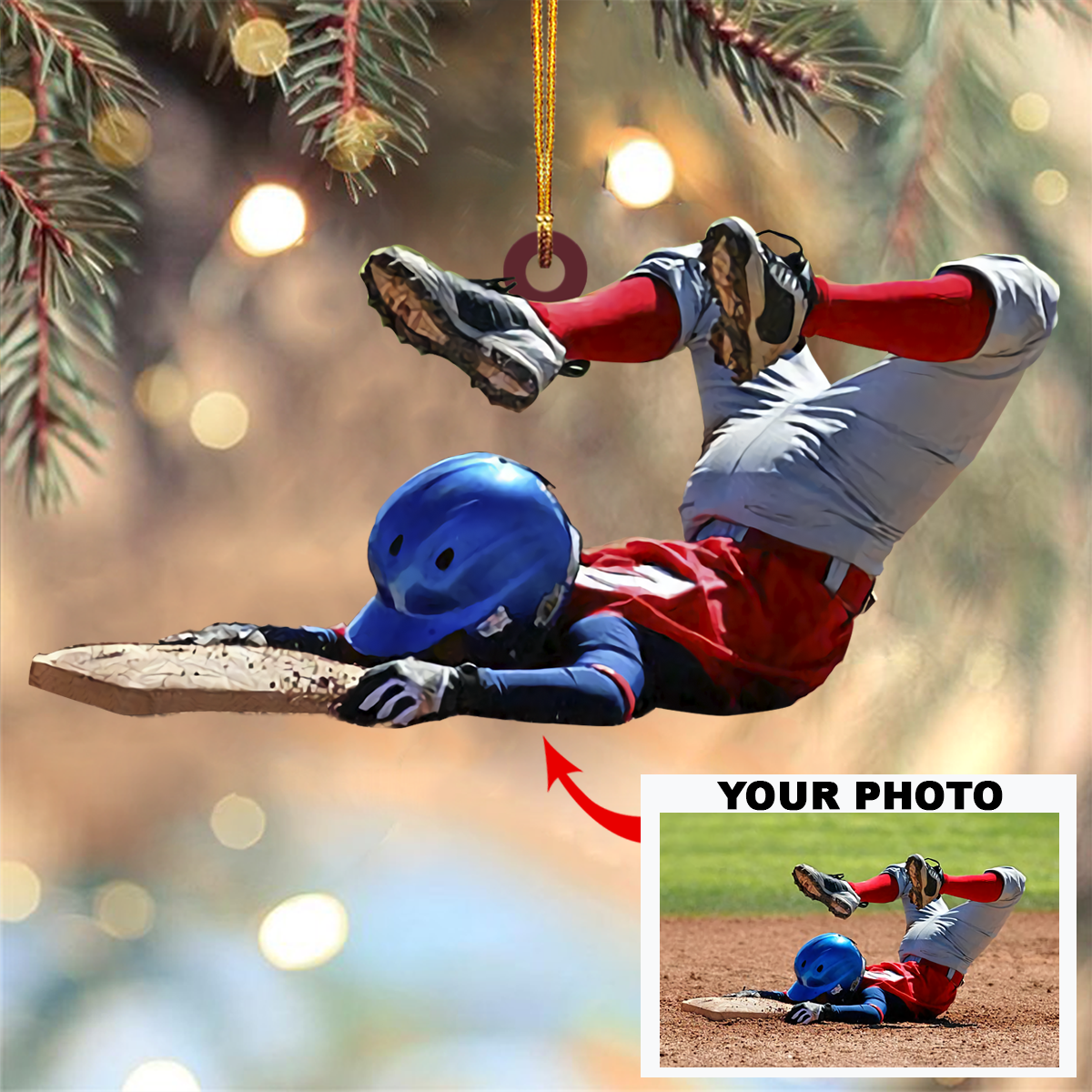 Personalized Photo Mica Ornament Gift For Sport Lover Baseball Softball
