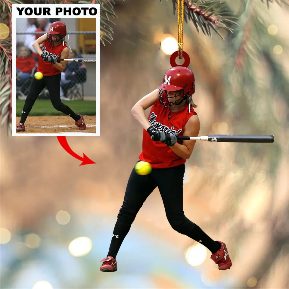 Personalized Photo Mica Ornament Gift For Sport Lover Baseball Softball Christmas 2025