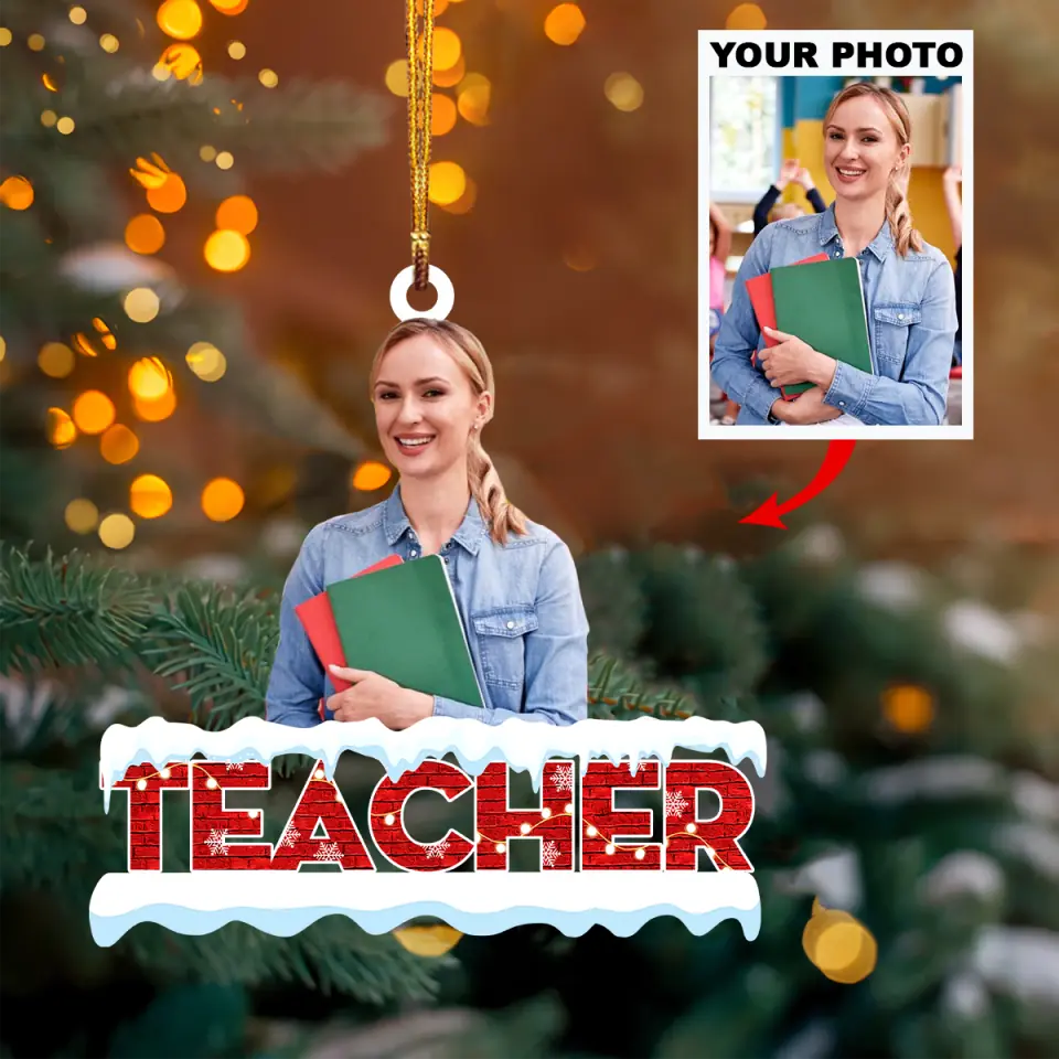 Personalized Photo Mica Ornament Gift For Teacher Teacher Is A Work Of Heart