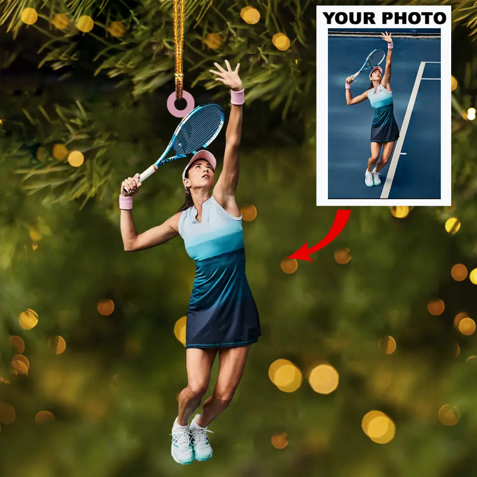 Personalized Photo Mica Ornament Gift For Tennis Lover Tennis Player